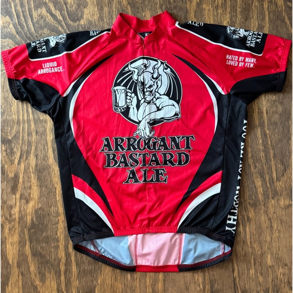 Arrogant Bastard Ale Canari Cycling Jersey Red Black Beer Bike Shirt Men's Large